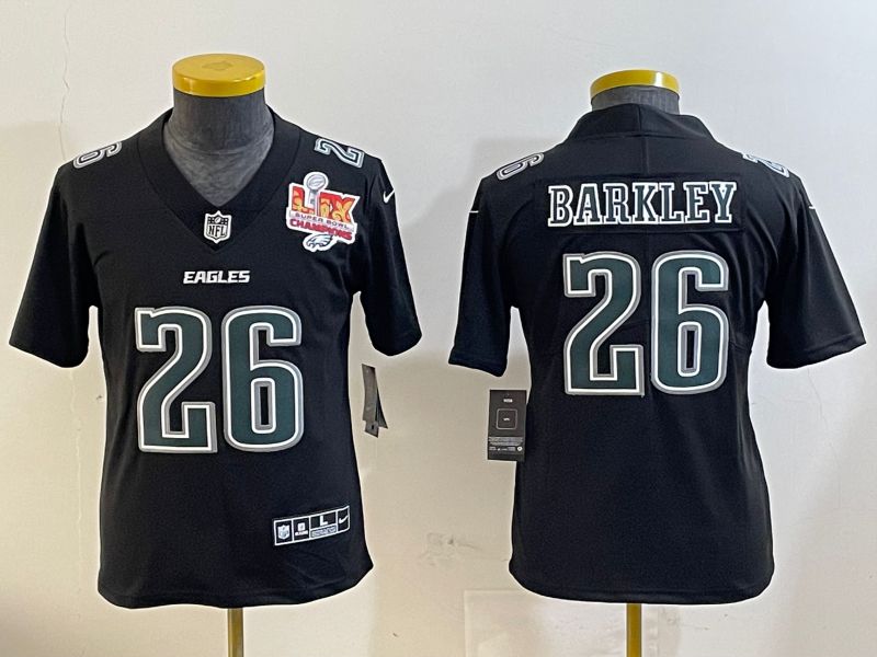 Youth Philadelphia Eagles 26 Barkley Black Fashion 2025 Nike Limited NFL Jersey style 2